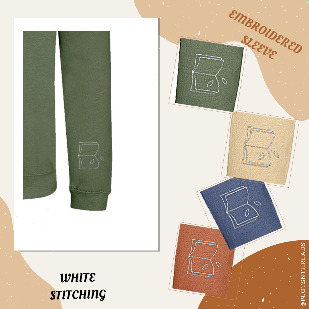 “Book Lover” Sweatshirt – Cosy Literary Apparel for Readers 4 Moody Colours & Embroidered Icon