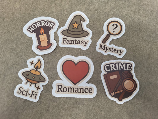 Genre Sticker Series – Bookish Glossy Stickers for Journals & Gifts  Individual or Full Set