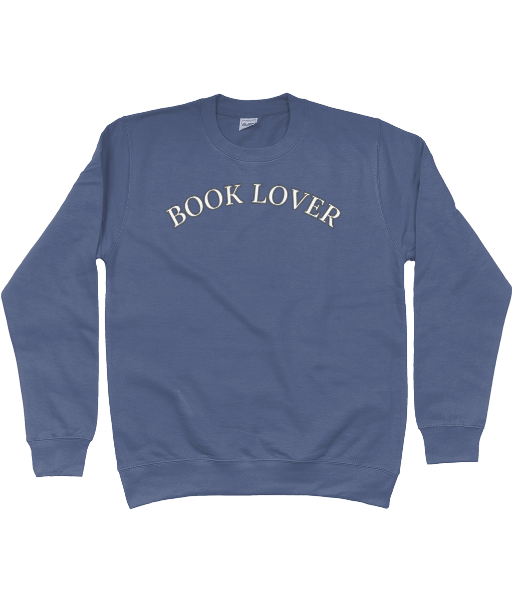 “Book Lover” Sweatshirt – Cosy Literary Apparel for Readers  4 Moody Colours & Embroidered Icon