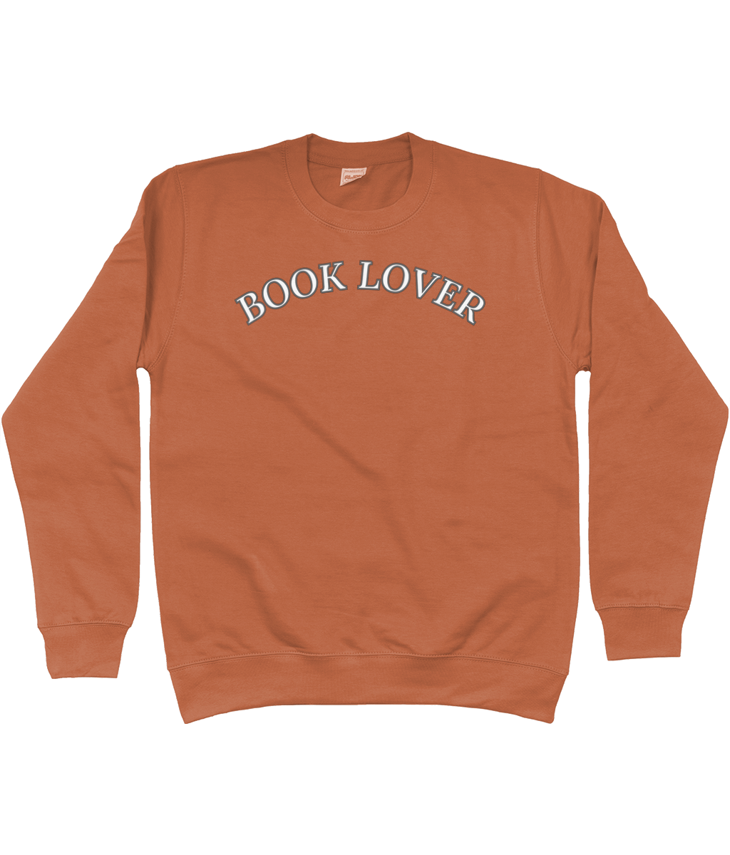 “Book Lover” Sweatshirt – Cosy Literary Apparel for Readers  4 Moody Colours & Embroidered Icon