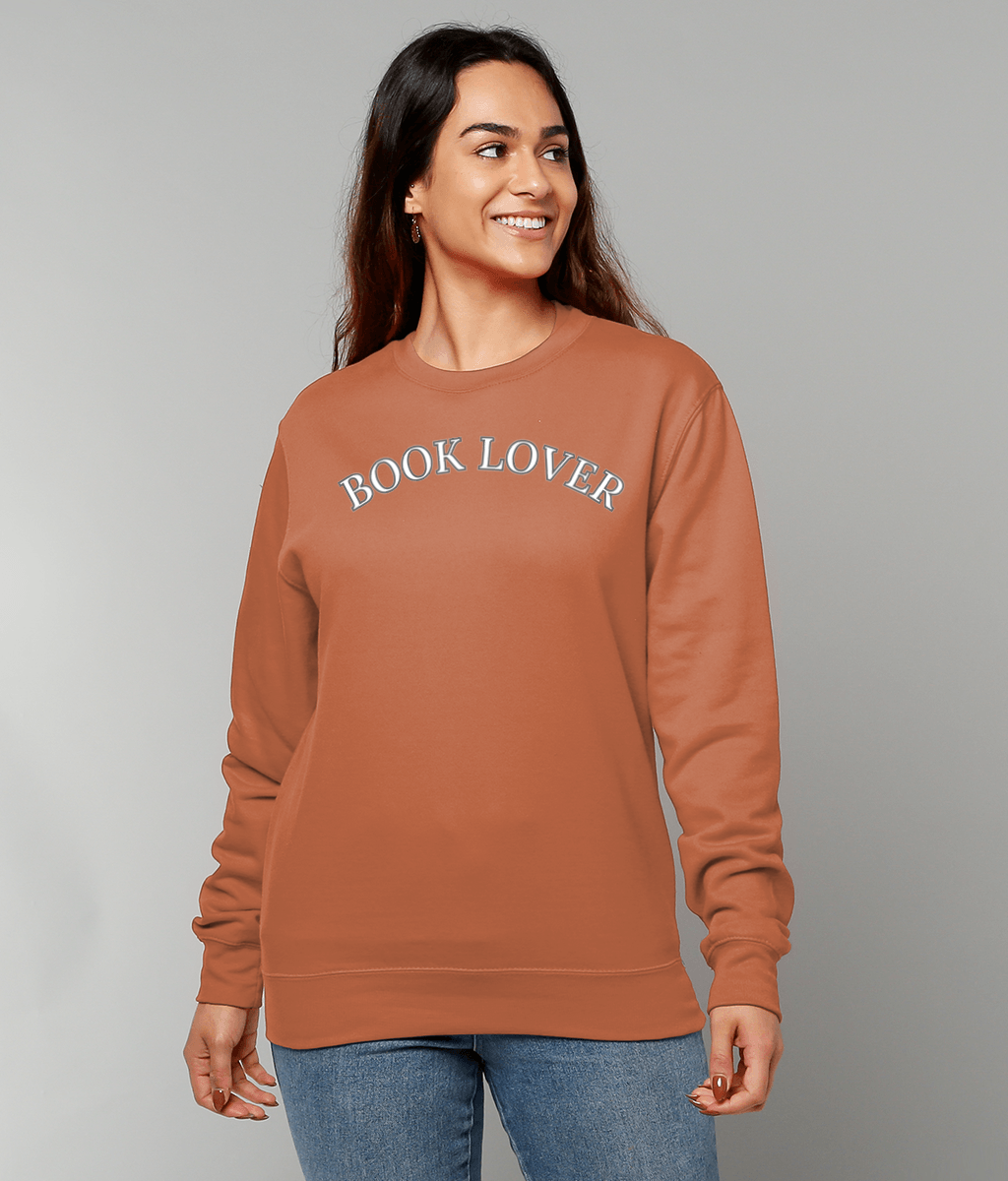 “Book Lover” Sweatshirt – Cosy Literary Apparel for Readers  4 Moody Colours & Embroidered Icon