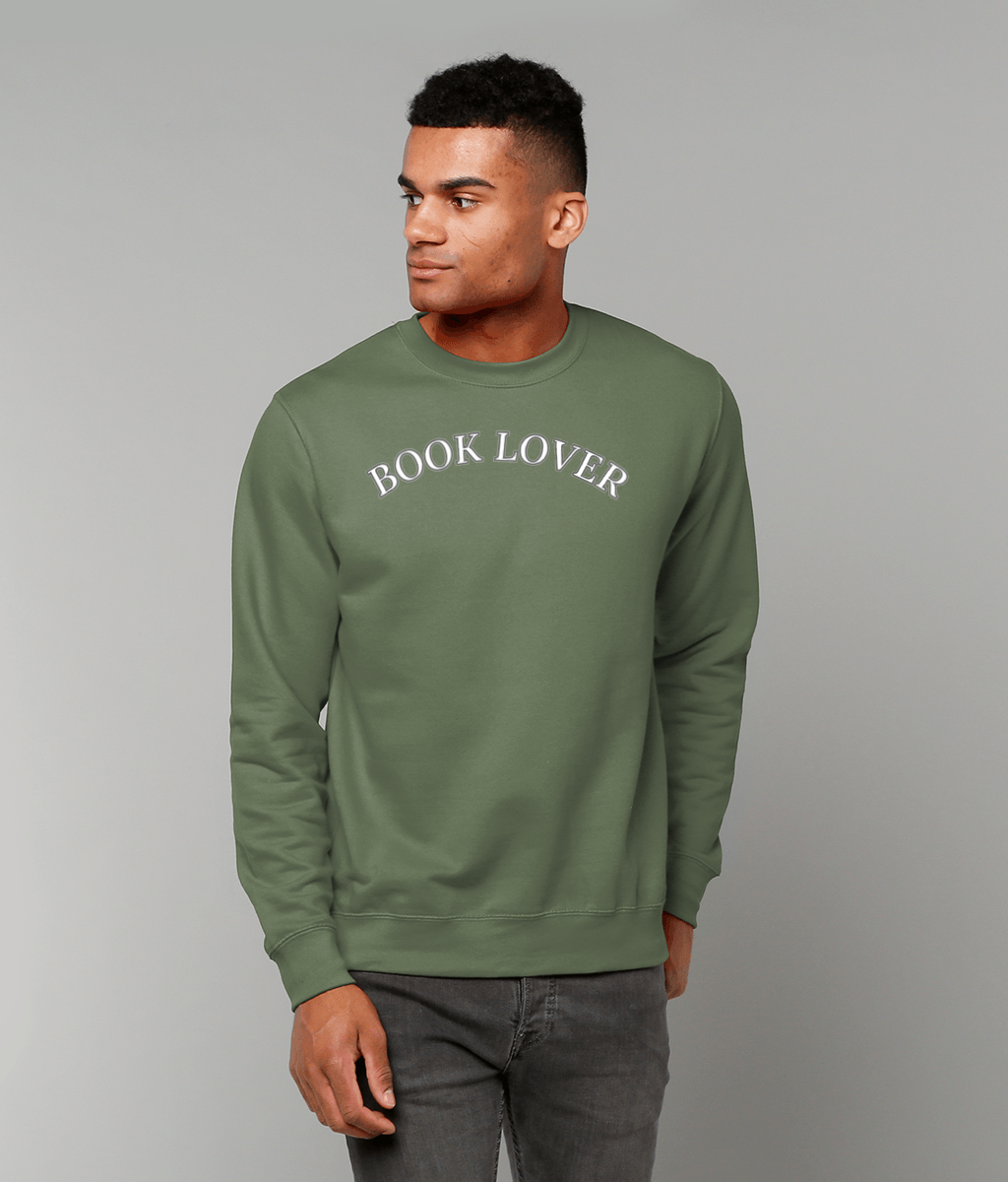 “Book Lover” Sweatshirt – Cosy Literary Apparel for Readers  4 Moody Colours & Embroidered Icon