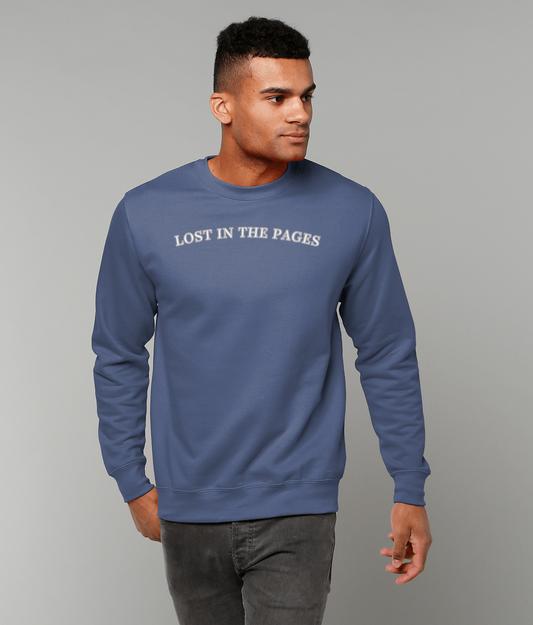 “Lost in the Pages” Embroidered Sweatshirt – Bookish Apparel for Readers  4 Colours & Forearm Phrases